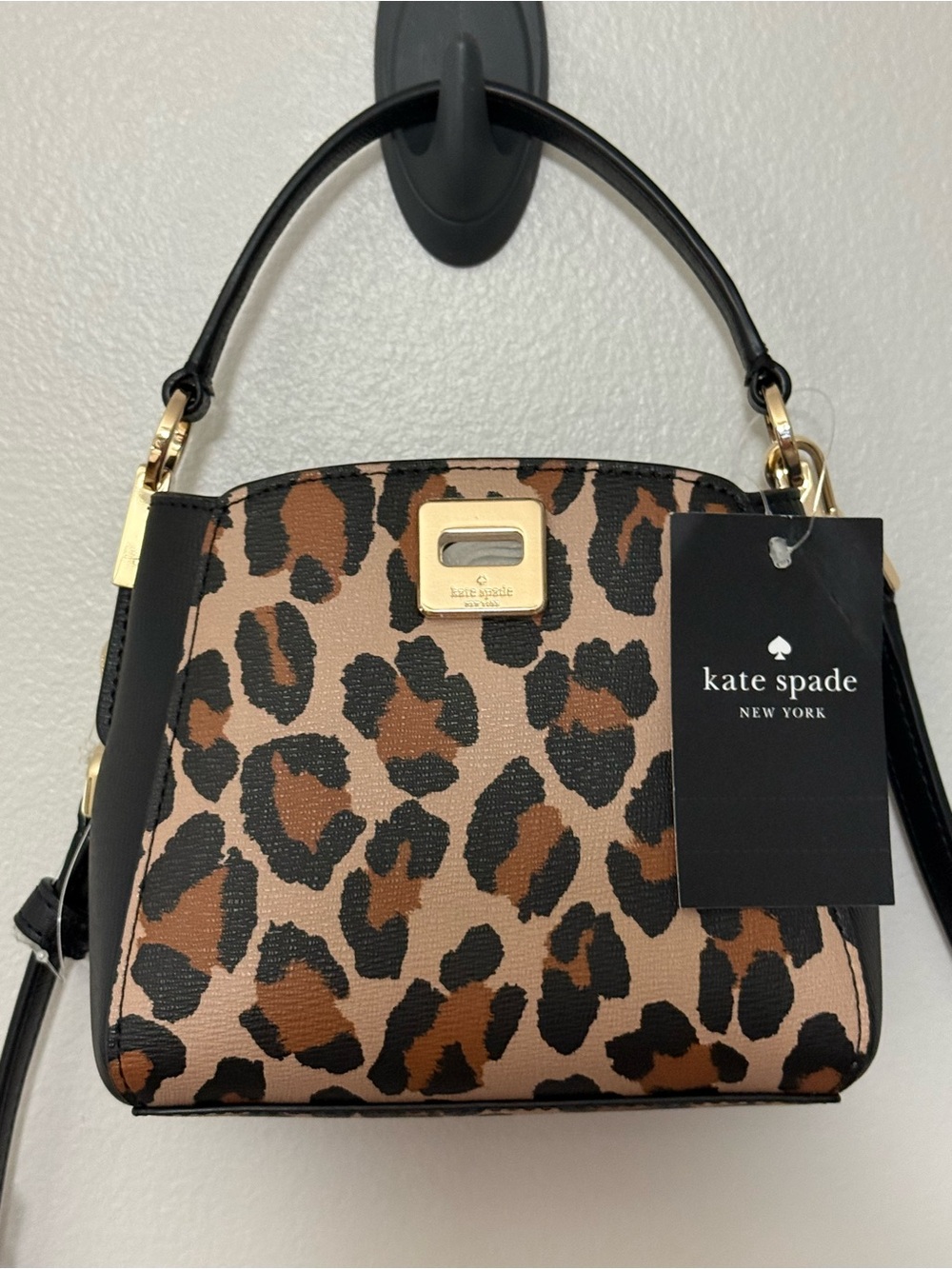 Kate Spade Phoebe Mini Top Handle Crossbody Brown Leopard Print NWT